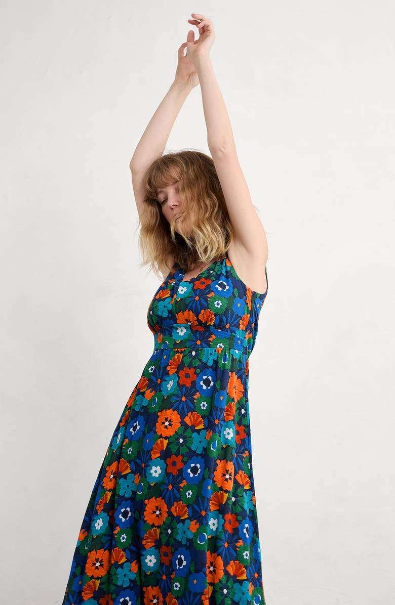 Seasalt Cornwall Polmanter Sleeveless Organic Cotton Jersey Maxi Dress, Alternate, color, Screenprint Floral Maritime