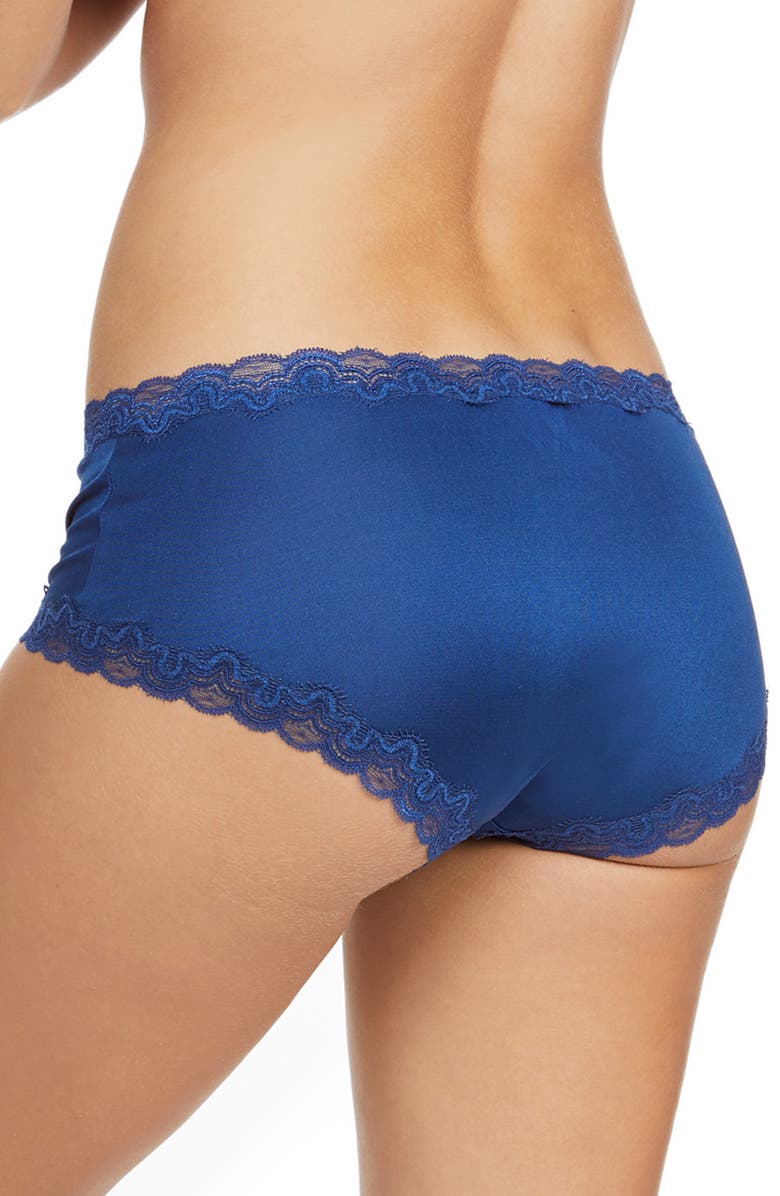Uwila Warrior Soft Silk Lace Trim Silk Briefs, Alternate, color, Estate Blue