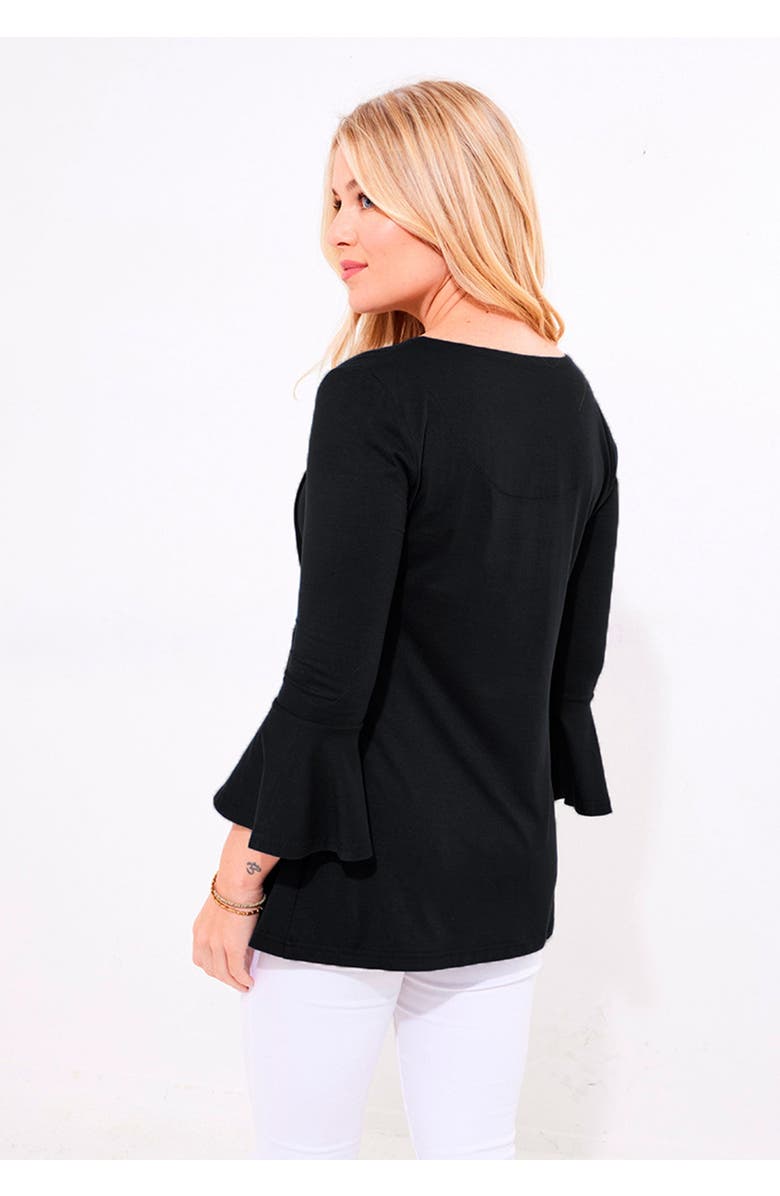 Joe Browns Stretch Cotton Bell Sleeve Henley, Alternate, color, Black
