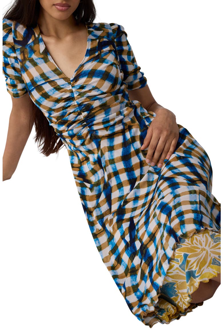 Koren Print Ruched Reversible Dress, Alternate, color, SEA PALM MID CRETE BLUE