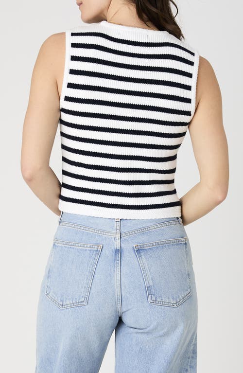 French Connection Stripe V-neck Vest In Summer White/marine