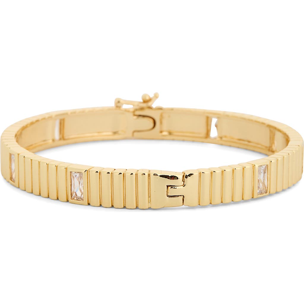 NORDSTROM RACK NORDSTROM RACK BAGUETTE CUBIC ZIRCONIA INSET HINGED BANGLE BRACELET