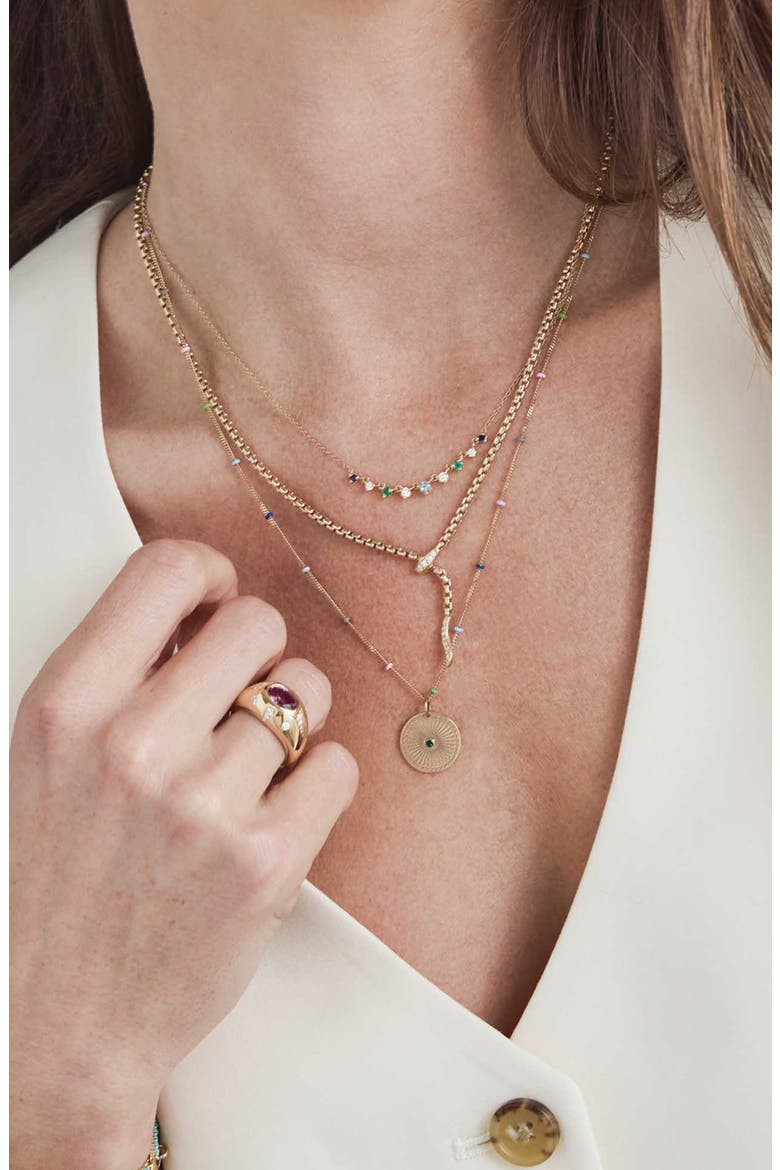 Pavé Diamond Snake Box Chain Necklace, Alternate, color, YELLOW GOLD