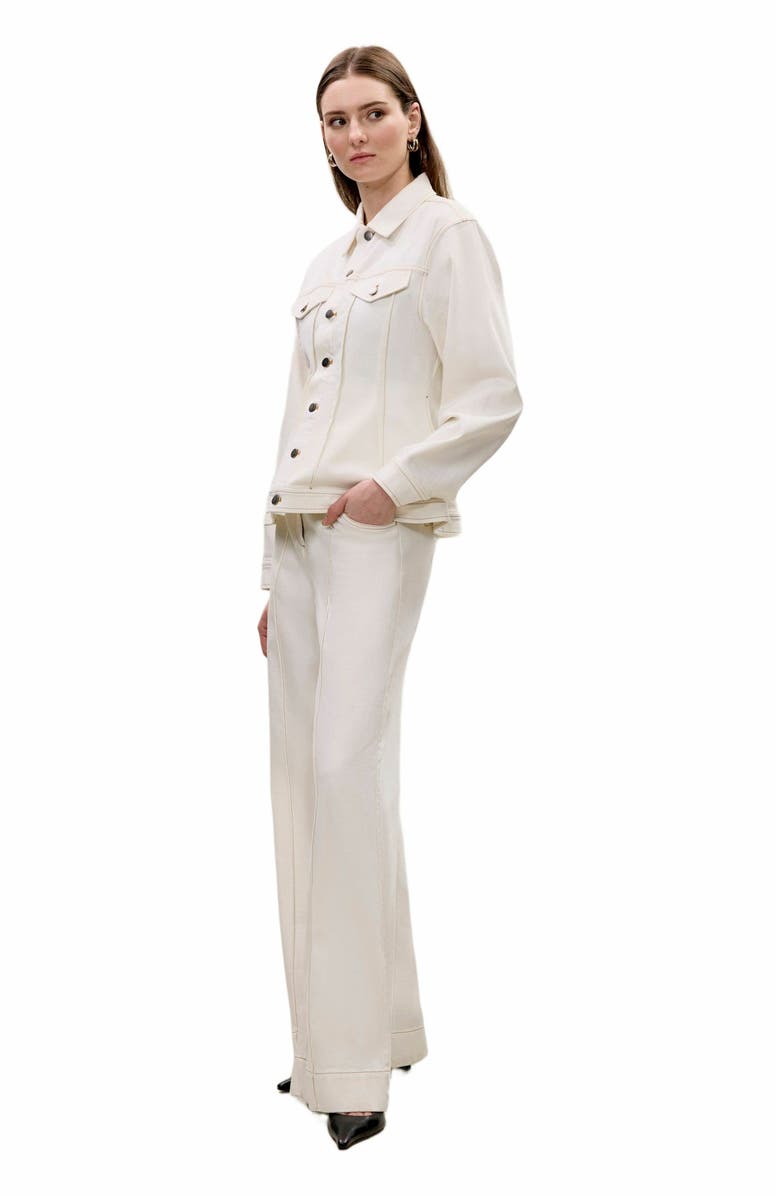 Rebecca Taylor Cora Denim Jacket, Alternate, color, Eggshell Wash