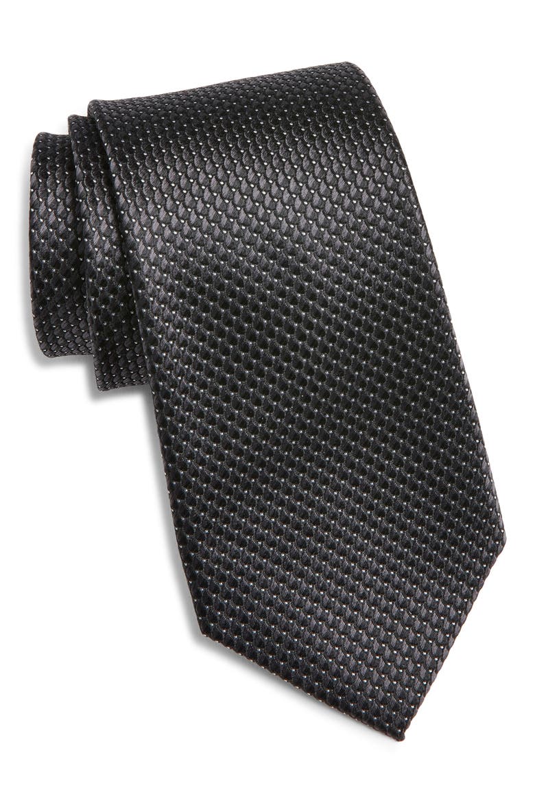 Neat Silk Tie, Main, color, BLACK