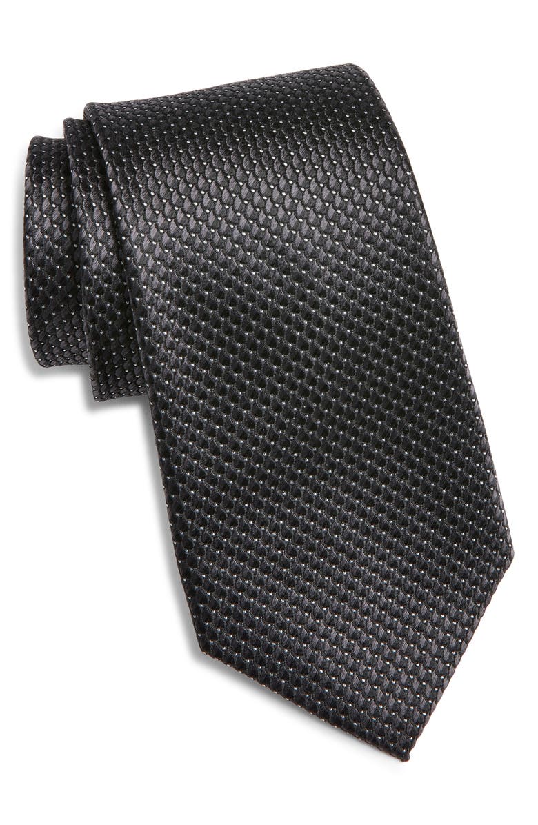 Nordstrom Neat Silk Tie, Main, color, Black