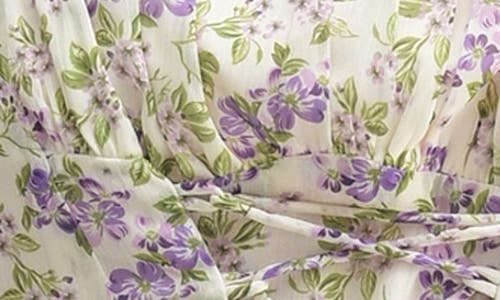 Lush Floral Long Sleeve Corset Top In Gray