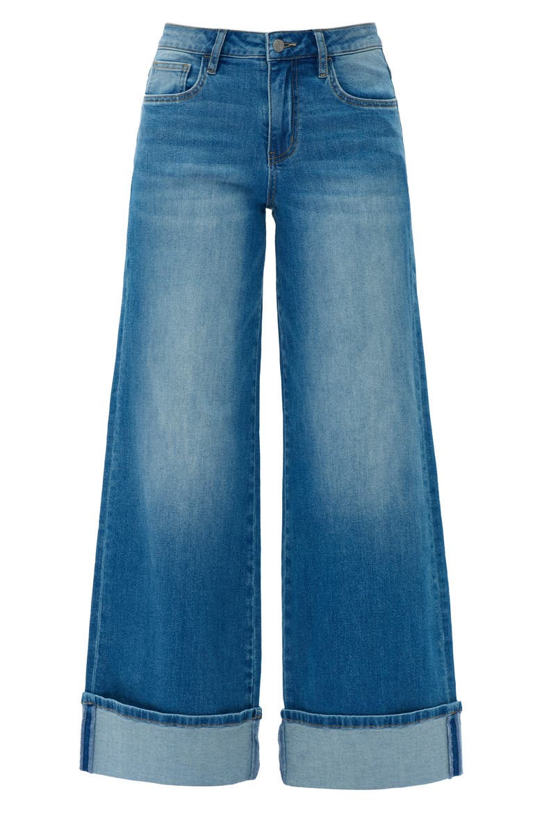 Cuffed Wide Leg Jeans, Alternate, color, MEDIUM BLUE
