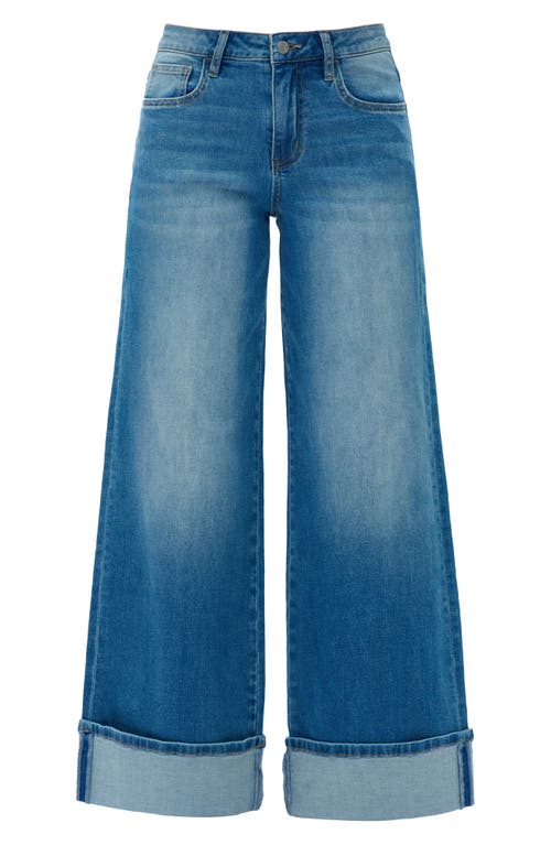 Bayeas Cuffed Wide Leg Jeans In Blue