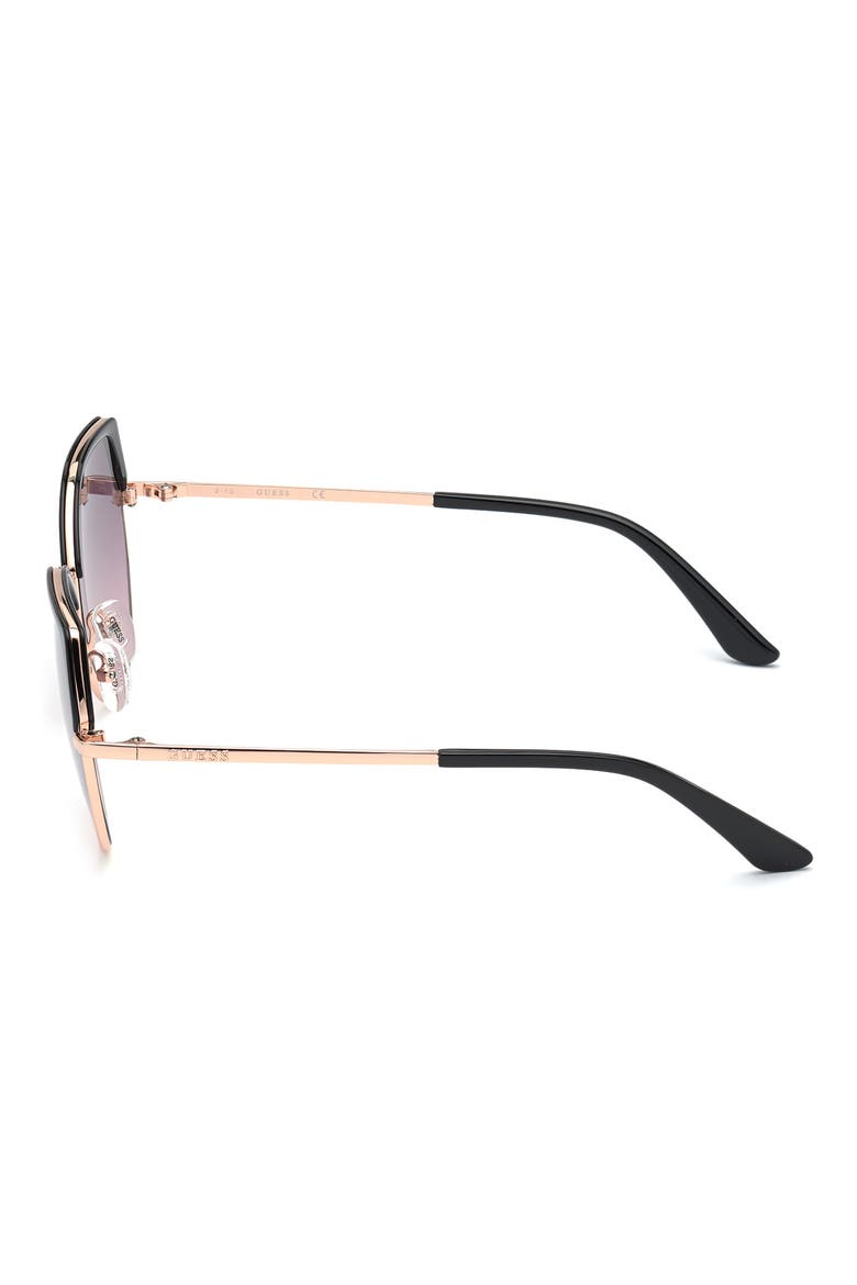 58mm Geometric Sunglasses, Alternate, color, SHINY BLACK / BORDEAUX MIRROR