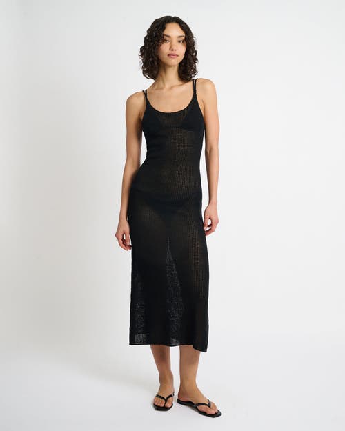 Onia Textured Linen Sweater Scoop Maxi Dress In Black