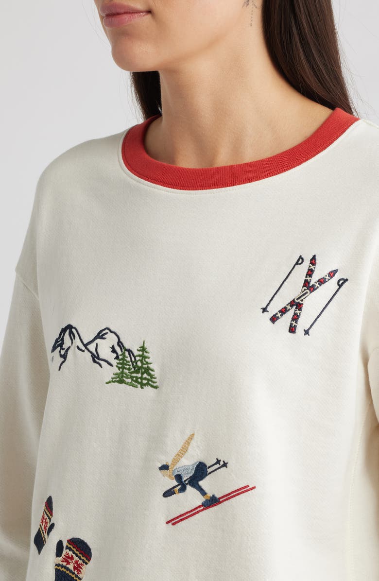 Pendleton Embroidered Cotton French Terry Crewneck Sweatshirt, Alternate, color, Ivory