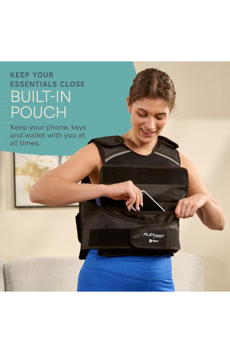 Lifepro Flexvest Adjustable Weighted Vest for Women & Men 15 or 20 lb Workout Vest for Running, Cardio, Strength Training, Alternate, color, Black For Women