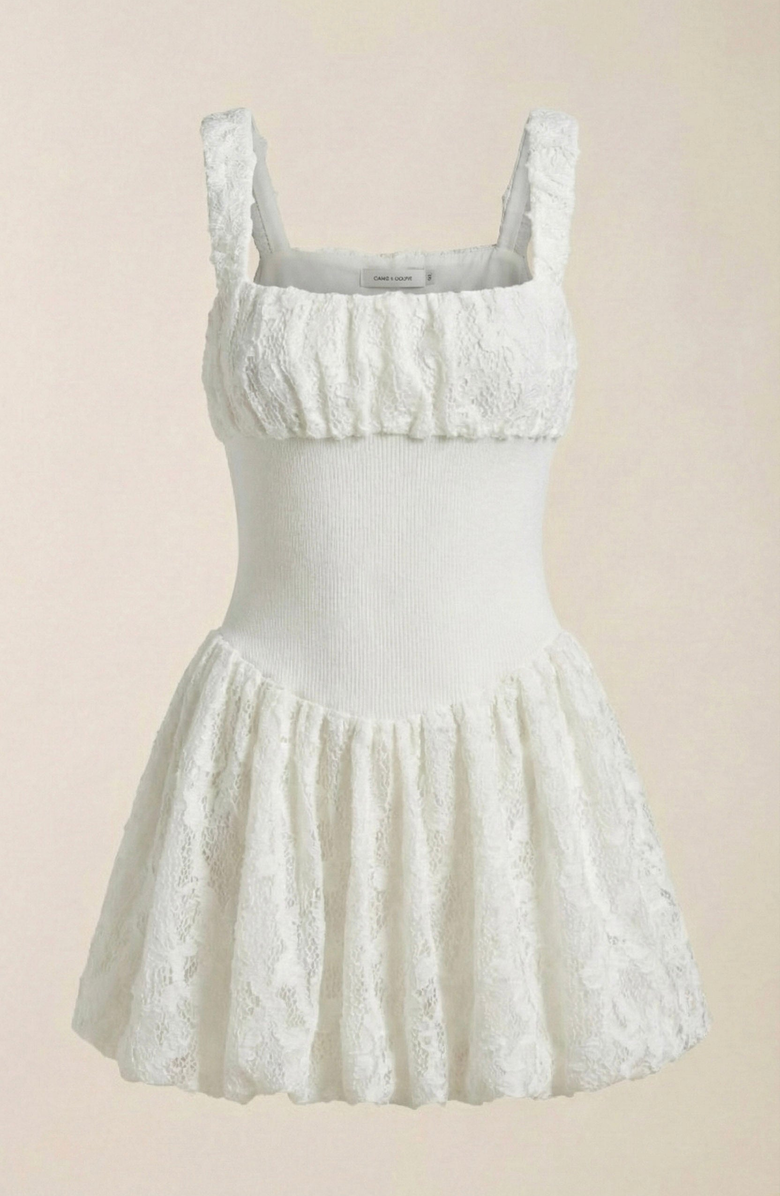 Modenaire Boucle Knit Fit and Flare Mini Dress, Alternate, color, Ivory