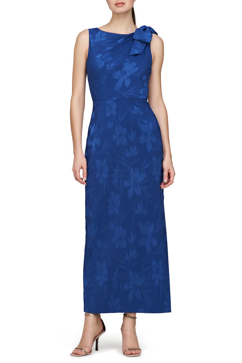 Vivienne Stretch Jacquard Gown, Main, color, BLUE QUARTZ