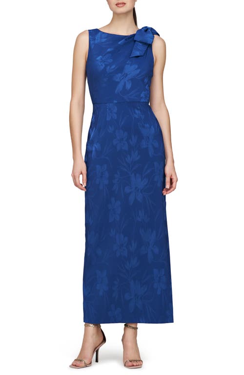 Js Collections Vivienne Stretch Jacquard Gown In Blue Quartz