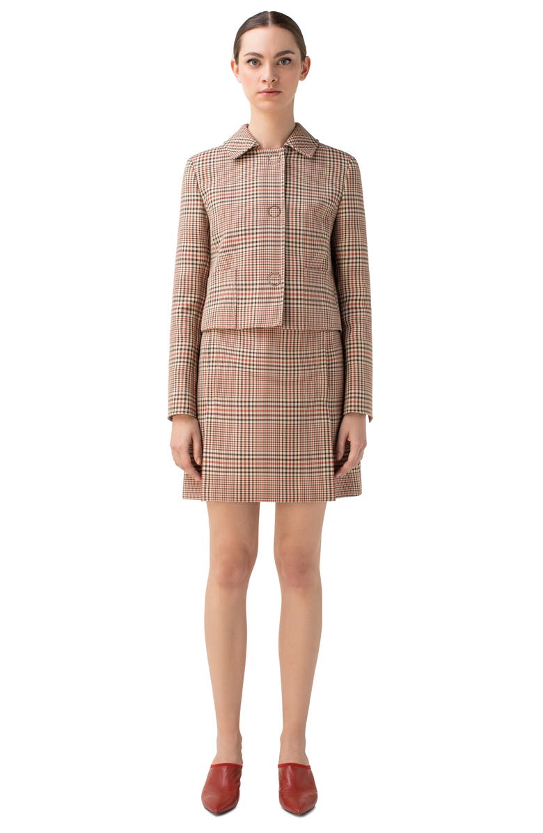 Akris punto Glen Plaid Crop Gabardine Jacket, Alternate, color, 