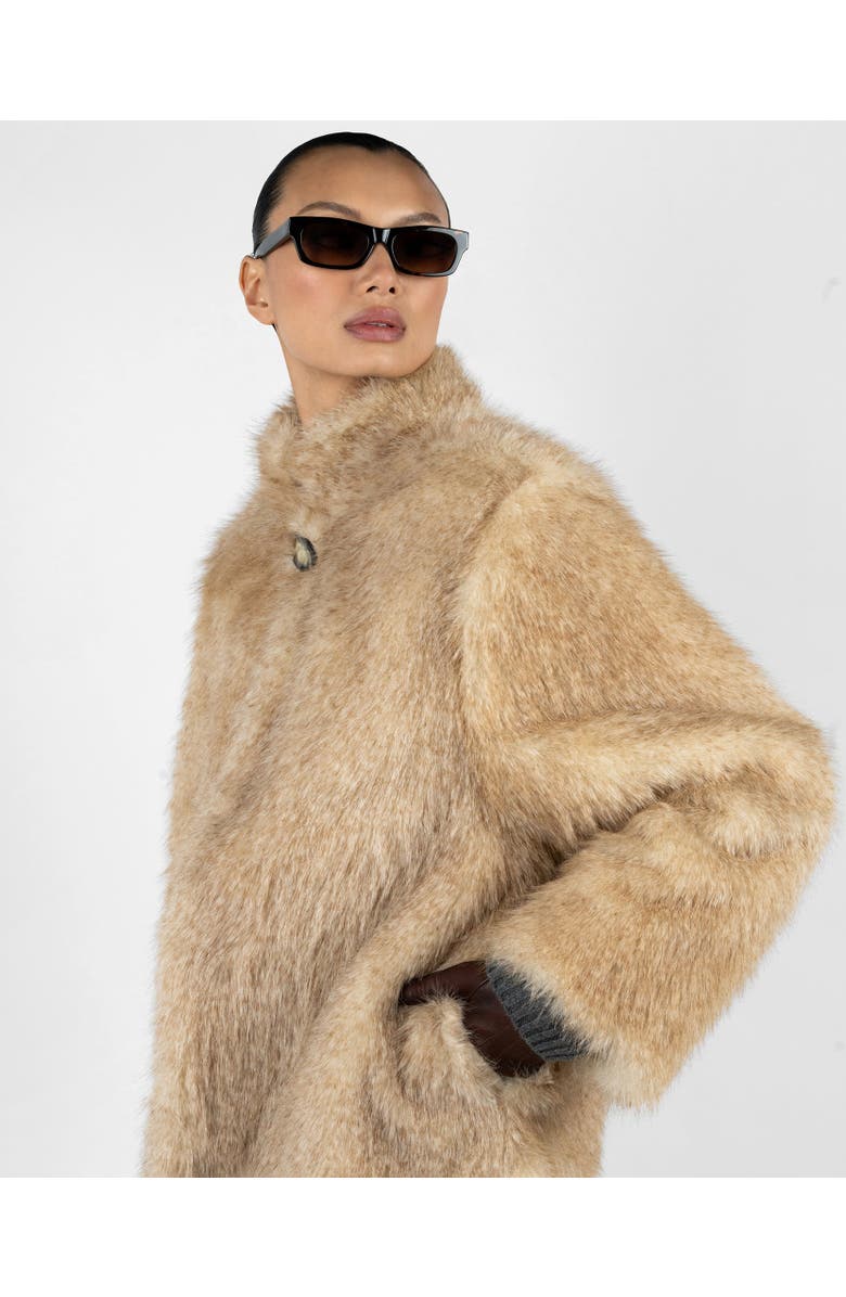 WeWoreWhat Faux Fur Jacket, Alternate, color, Tan Ivory Multi