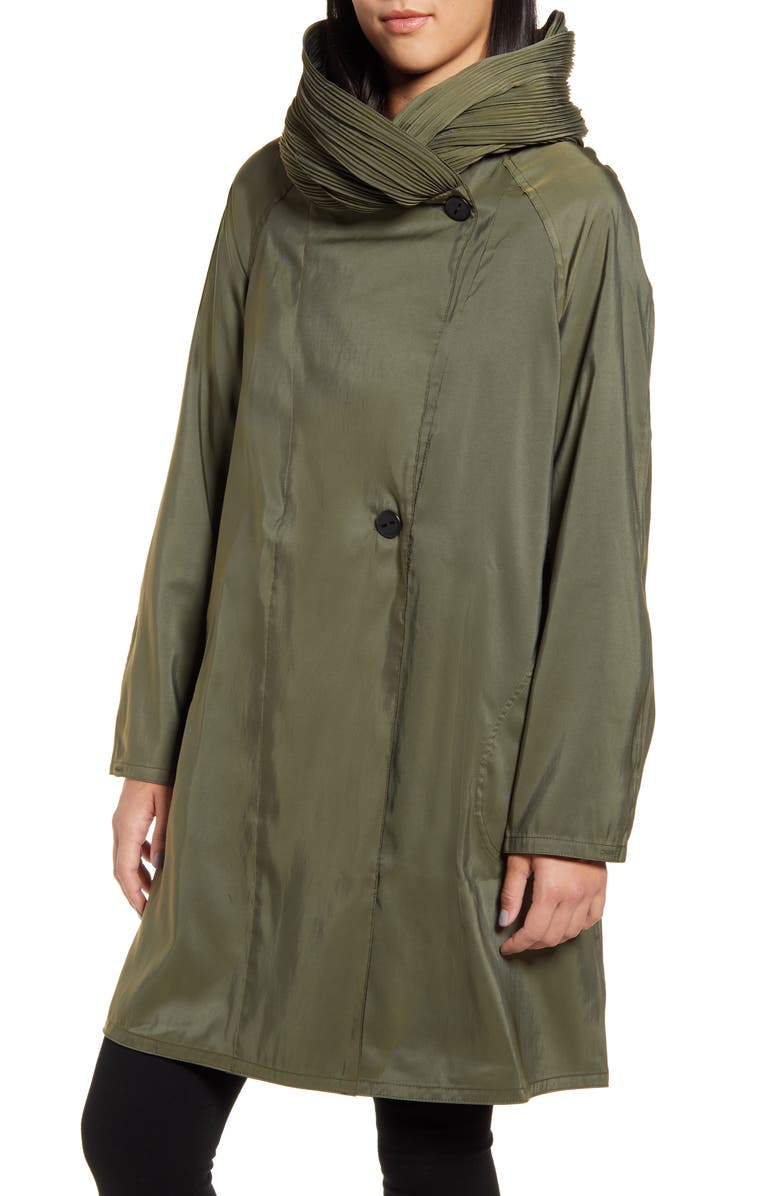 Mycra Pac Reversible Pleat Hooded Raincoat, Alternate, color,