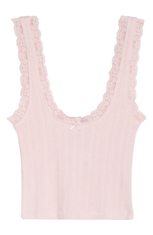 Florence By Mills Lace Trim Crop Tank In Pink