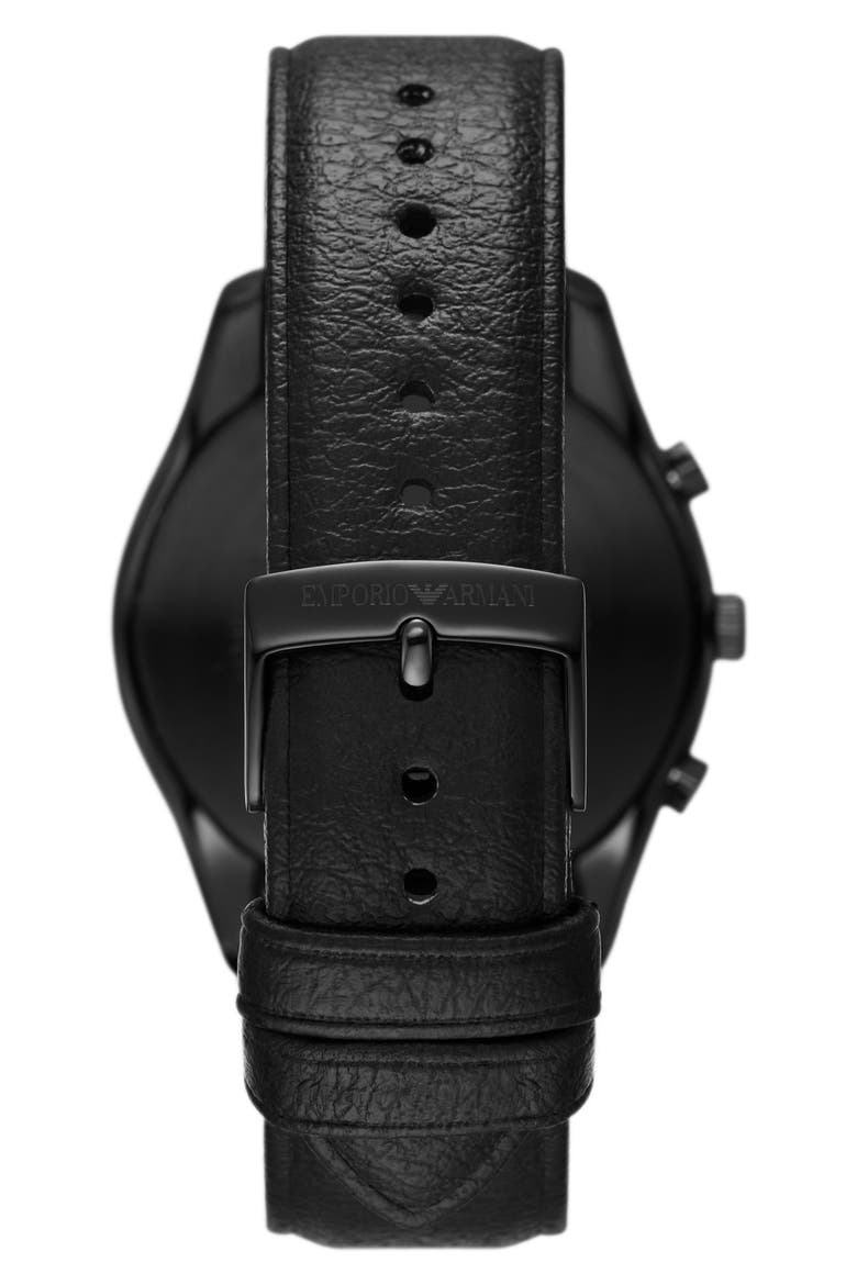 Antonio Chronograph Leather Strap Watch, 41mm, Alternate, color, BLACK