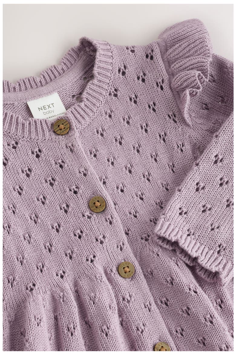Kids' Textured Pointelle Cotton Knit Dress, Alternate, color, PURPLE