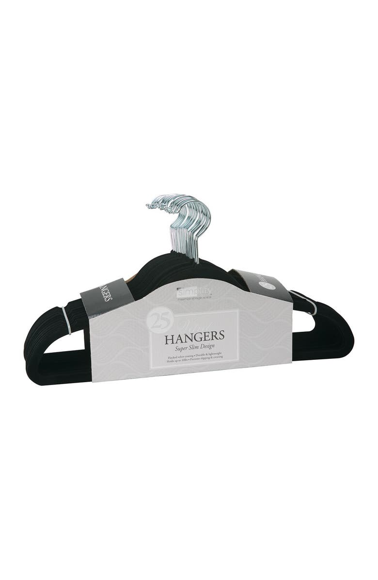 KENNEDY INTERNATIONAL Black Simplify Slim Velvet Suit Hanger - Set of 25, Alternate, color, 