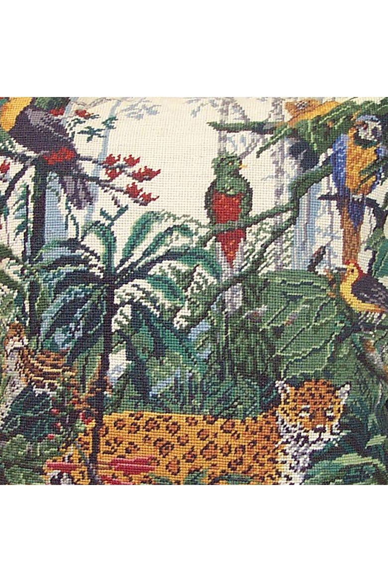 In Jungle Petit Point Accent Throw Pillow, Alternate, color, Green
