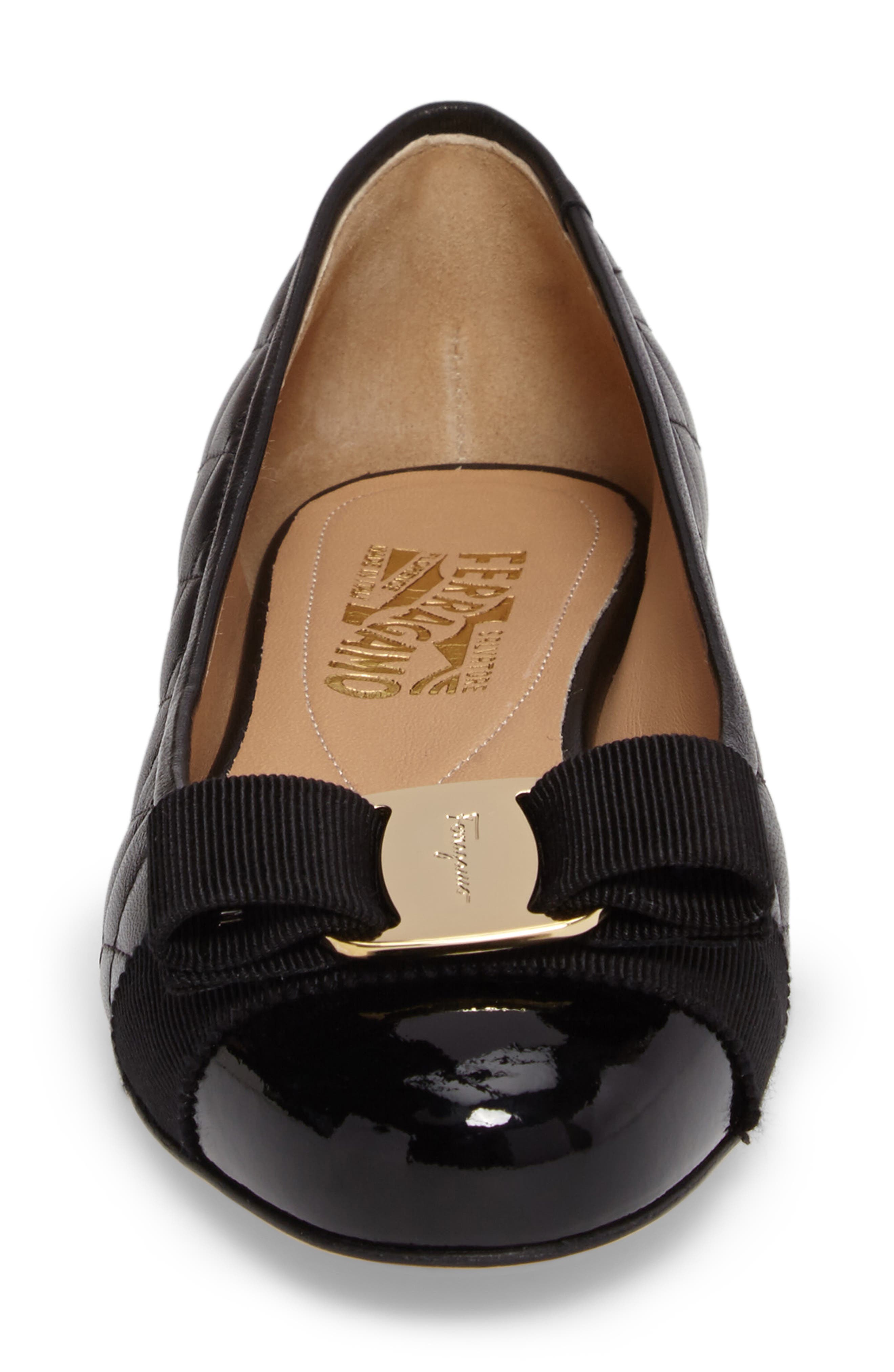 FERRAGAMO Salvatore Ferragamo Varina Q Quilted Flat, Alternate, color, Black Leather