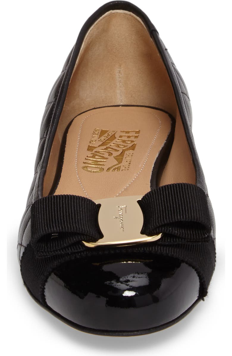 FERRAGAMO Salvatore Ferragamo Varina Q Quilted Flat, Alternate, color, Black Leather
