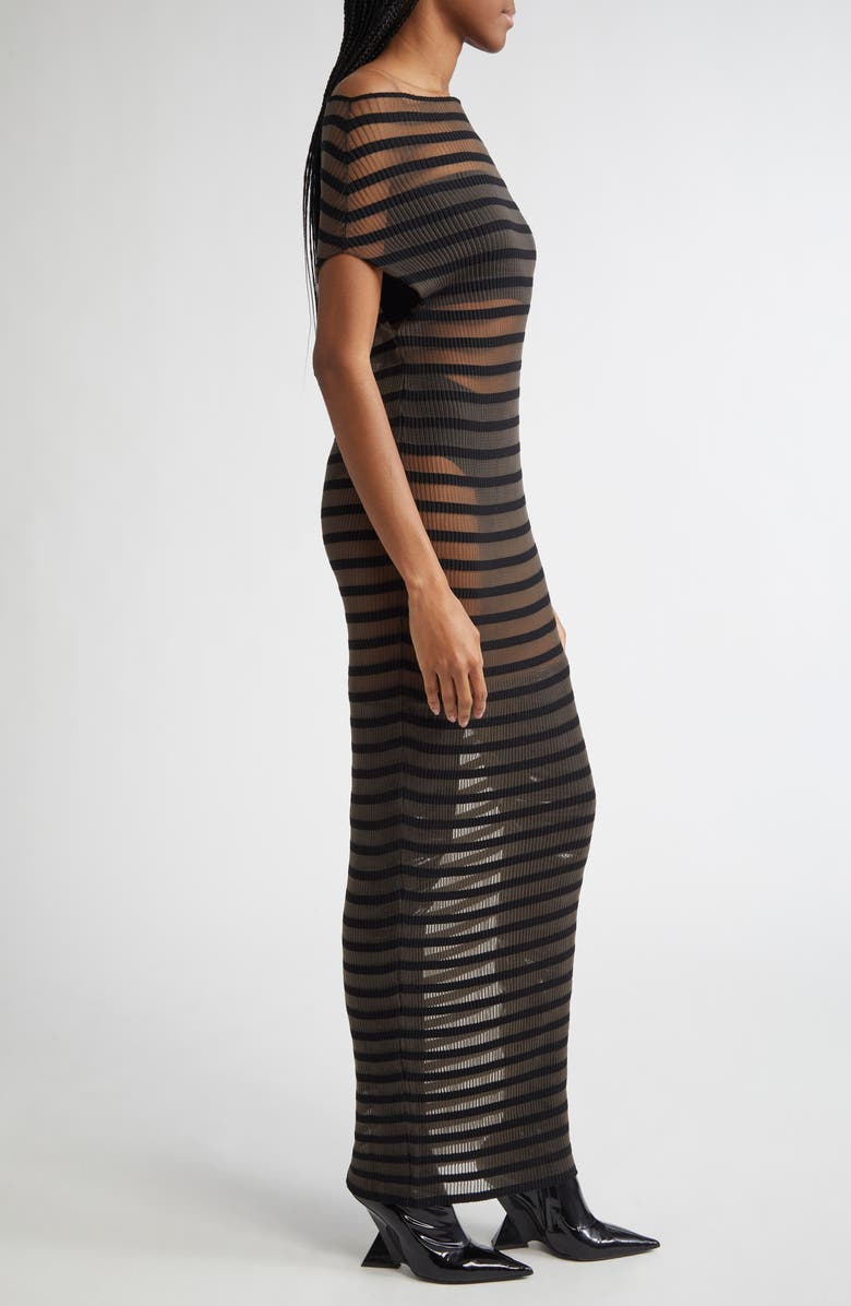 Jean Paul Gaultier Stripe Semisheer Cowl Neck Sleeveless Dress, Alternate, color, 