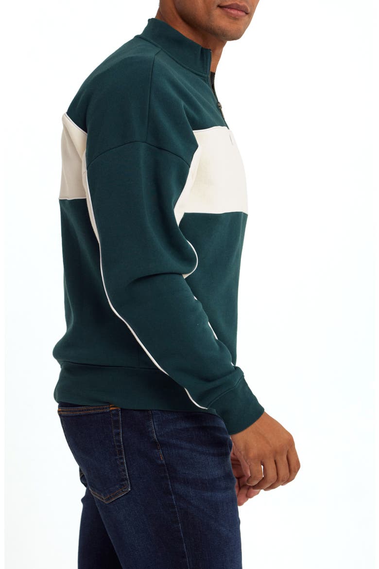 Angus Colorblock Half-Zip Fleece Sweatshirt, Alternate, color, SERRANO / ECRU