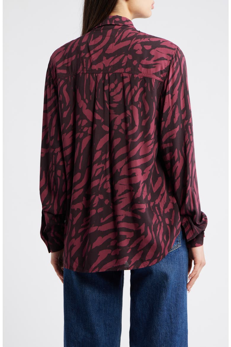 Josephine Print Button-Up Shirt, Alternate, color, OXBLOOD TIGER STRIPE
