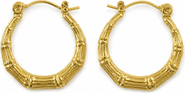 Gemini Jewelry 18K Yellow Gold Plated Segmented Ridged Hoop Earrings