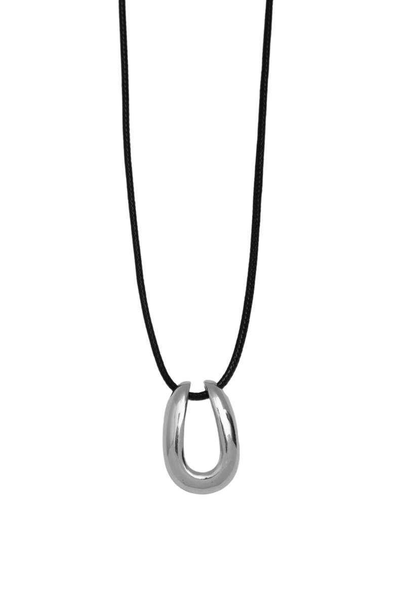 Argento Vivo Sterling Silver Serena Horseshoe Pendant Cord Necklace, Main, color, Silver