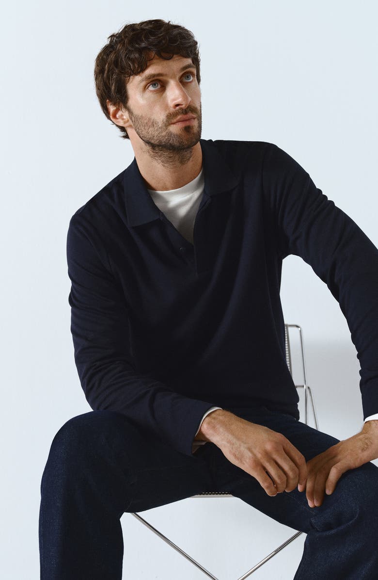 MANGO Regular Fit Polo Sweater, Alternate, color, Navy