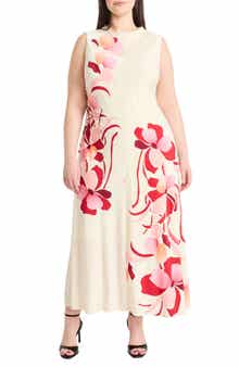 Maggy London Mock Neck Sleeveless Midi Dress