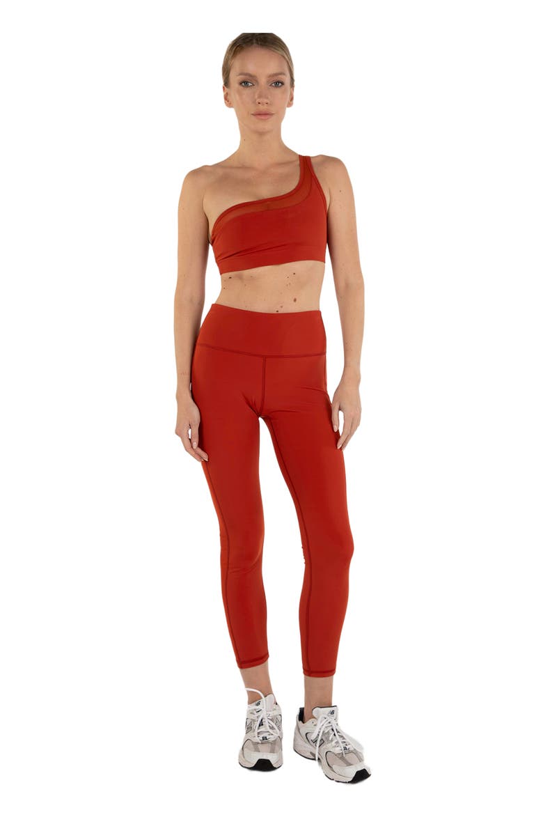 On Duty Mesh One Shoulder Silkiflex Bra, Alternate, color, Mars Red