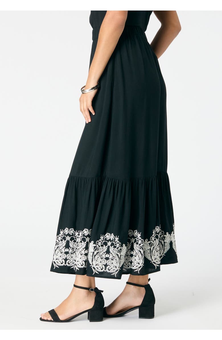 Roaman's Plus Size Lace-Trim Pull-On Skirt, Alternate, color, Black