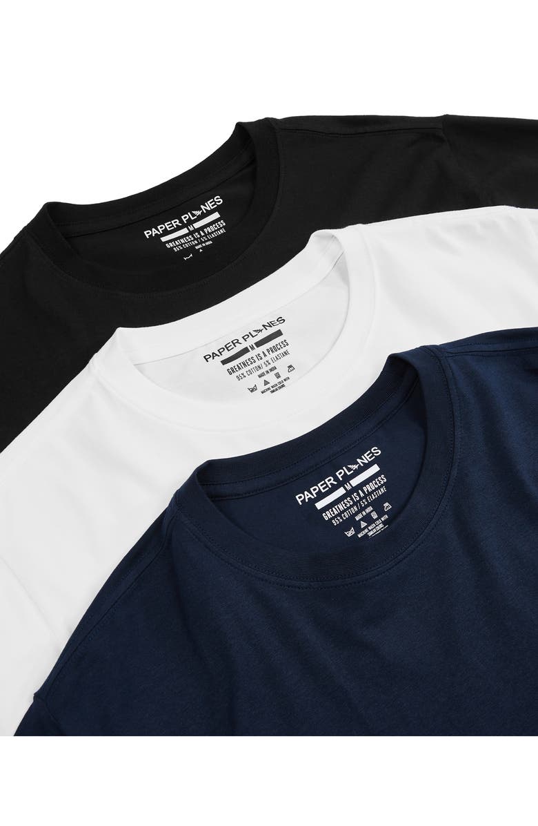 PAPER PLANES 3-Pack Essential Stretch Cotton Crewneck T-Shirt, Alternate, color, Navy Multi