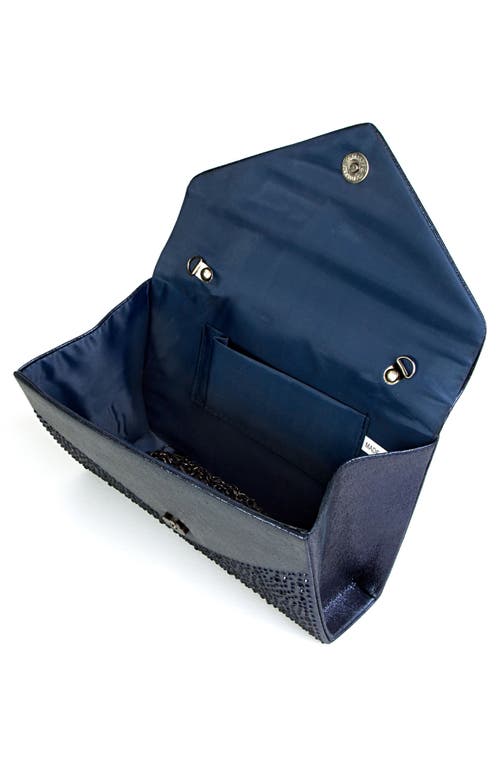 Lady Couture Rhinestone Envelope Clutch In Navy
