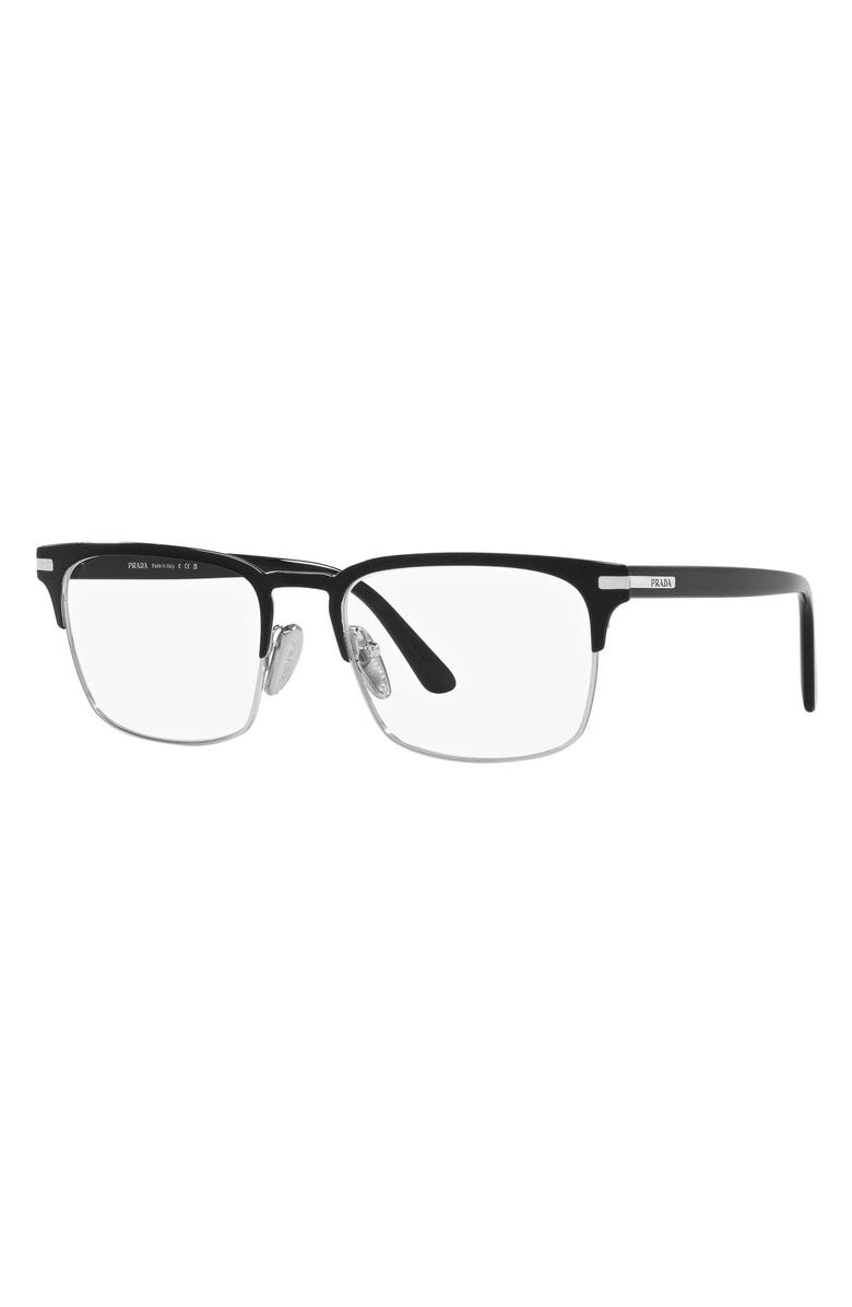 Prada 55mm Rectangular Optical Glasses, Alternate, color,