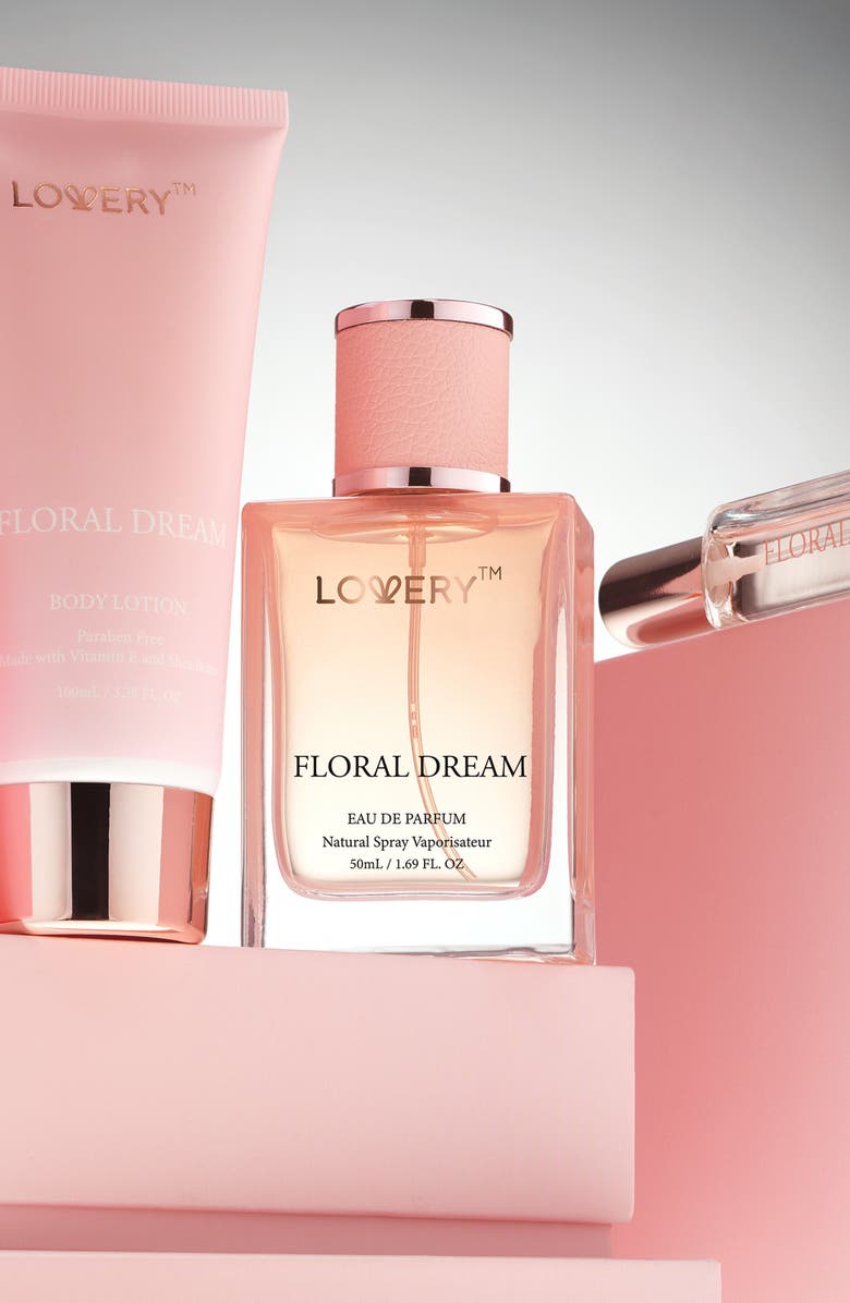 Lovery Floral Dream 5-Piece Gift Set with Eau de Parfum, Deodorant, Lotion & Cologne, Alternate, color, Light Pink / Gold