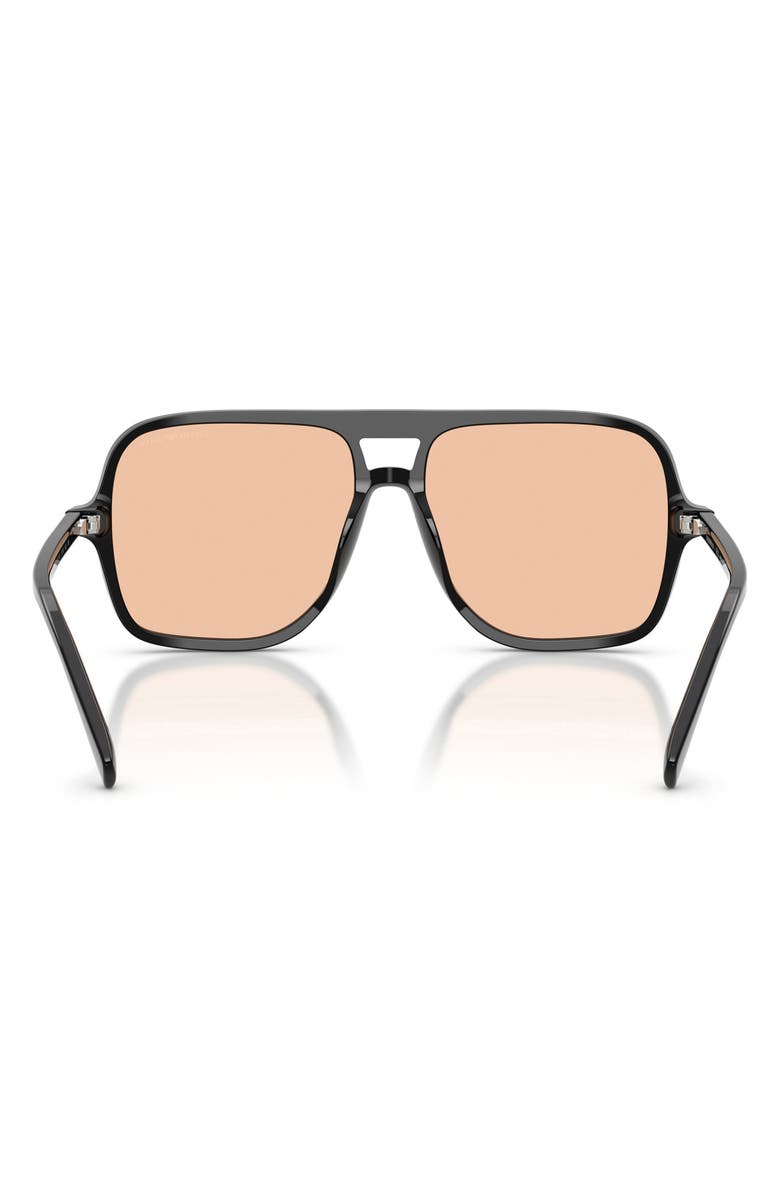 Emporio Armani 57mm Pilot Sunglasses, Alternate, color, Shiny Black / Light Orange