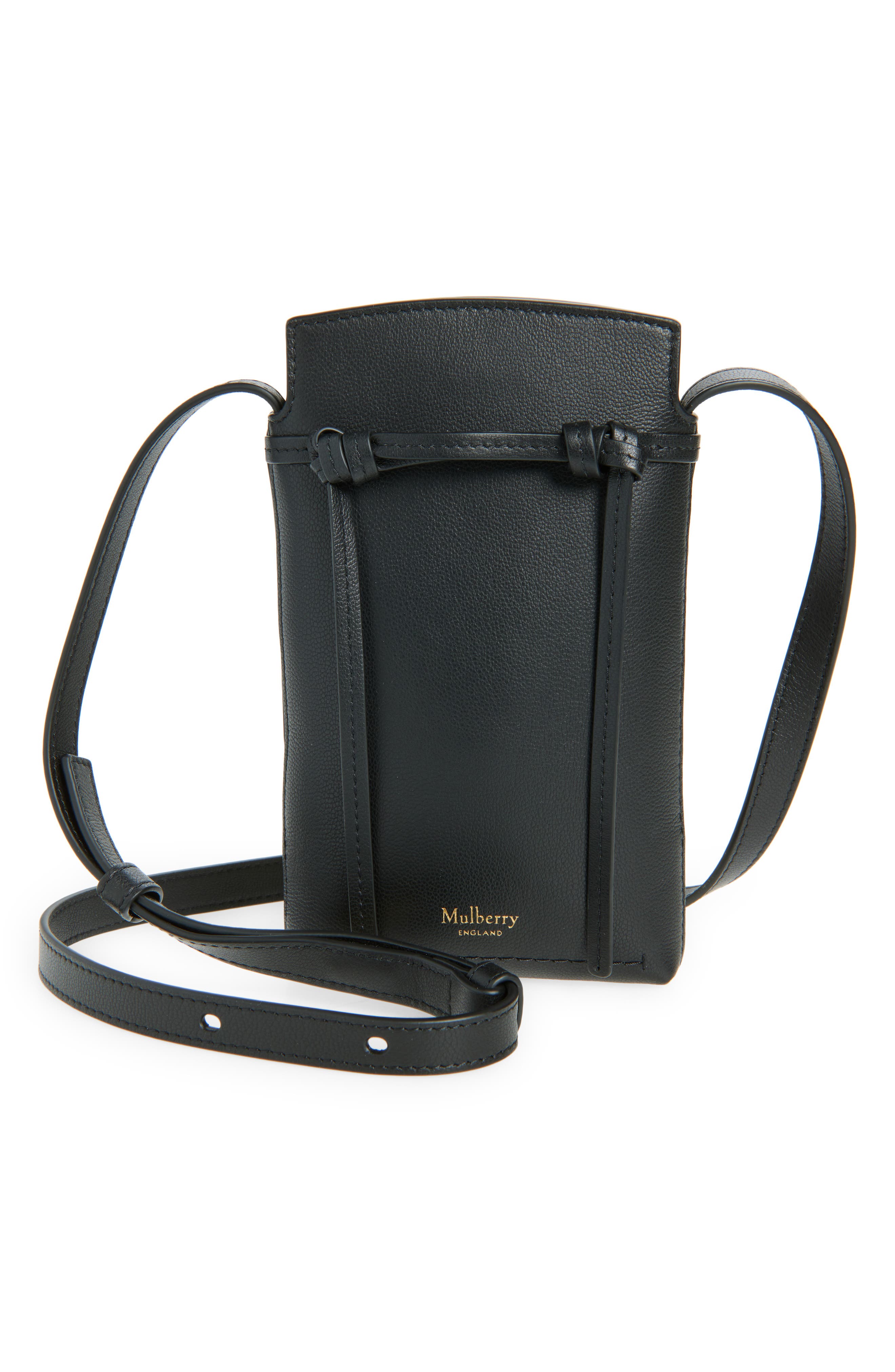Clovelly Leather Phone Pouch, Main, color, BLACK