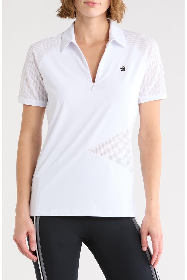 Zip Front Polo, Main, color, BRIGHT WHITE