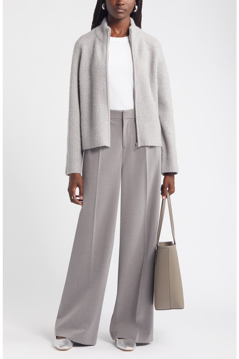 Rib Zip Cardigan, Alternate, color, GREY HEATHER