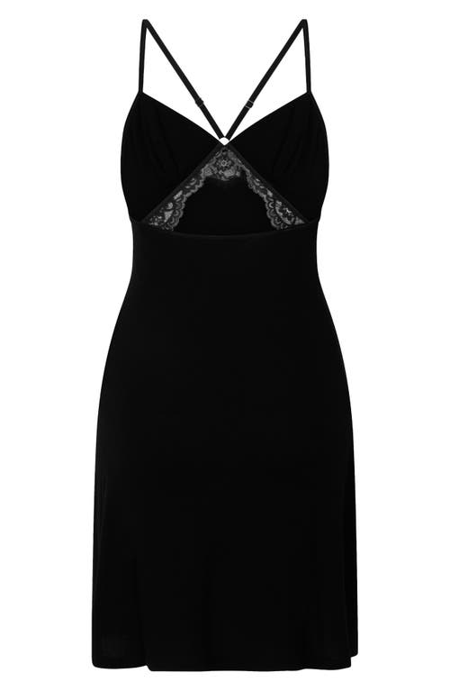 Hunkemoller Hunkemöller Lace Trim Jersey Chemise In Black
