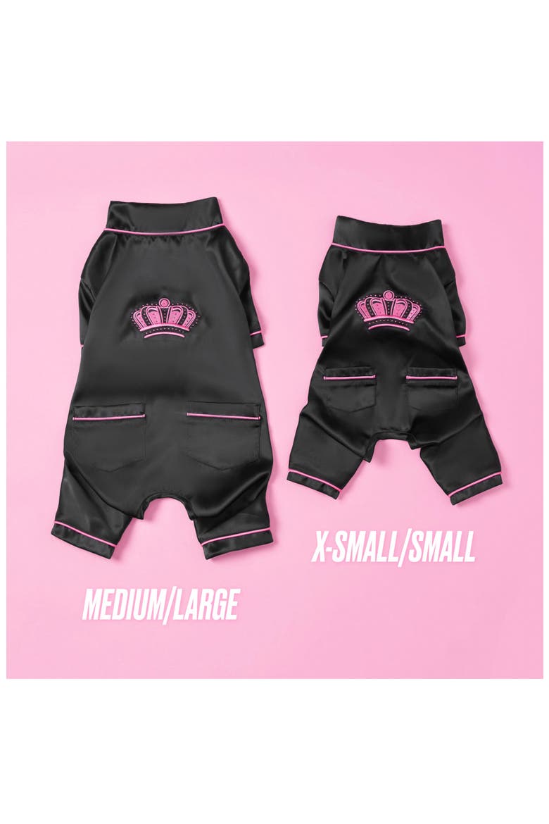 Satin Pajama Dog Tracksuit, Alternate, color, BLACK