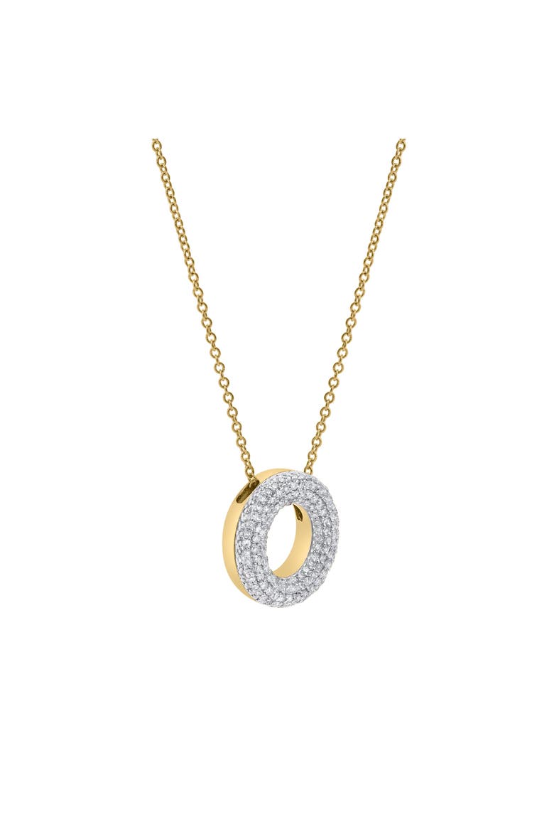 Big Bubble Initial Letter 14K Yellow Gold Diamond Pendant Necklace, Alternate, color, Gold O